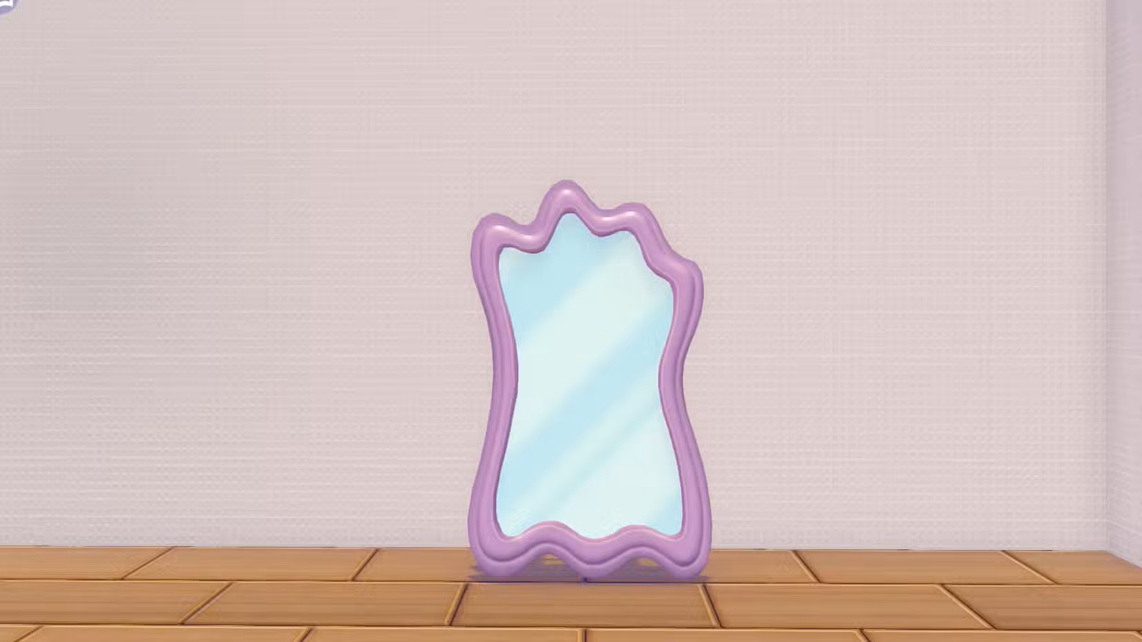 Um espelho com um exterior roxo ondulado, lembrando o formato de um Ditto em Pokopia.