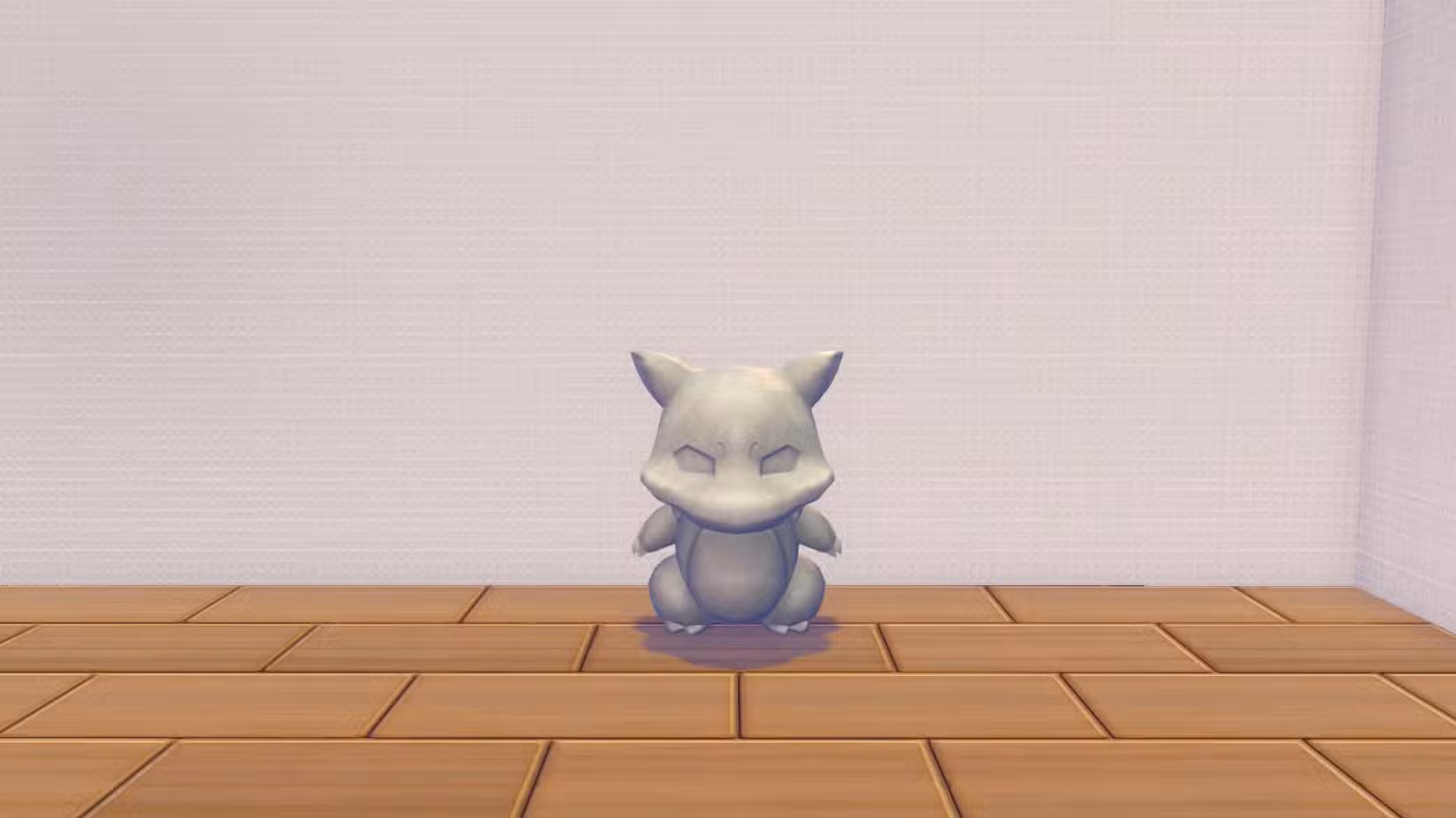 Uma estátua de pedra de uma criatura não-Pokémon em Pokopia.