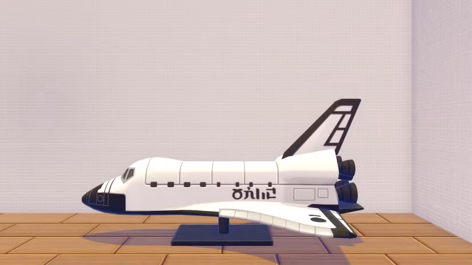 Um modelo de nave espacial em Pokopia.