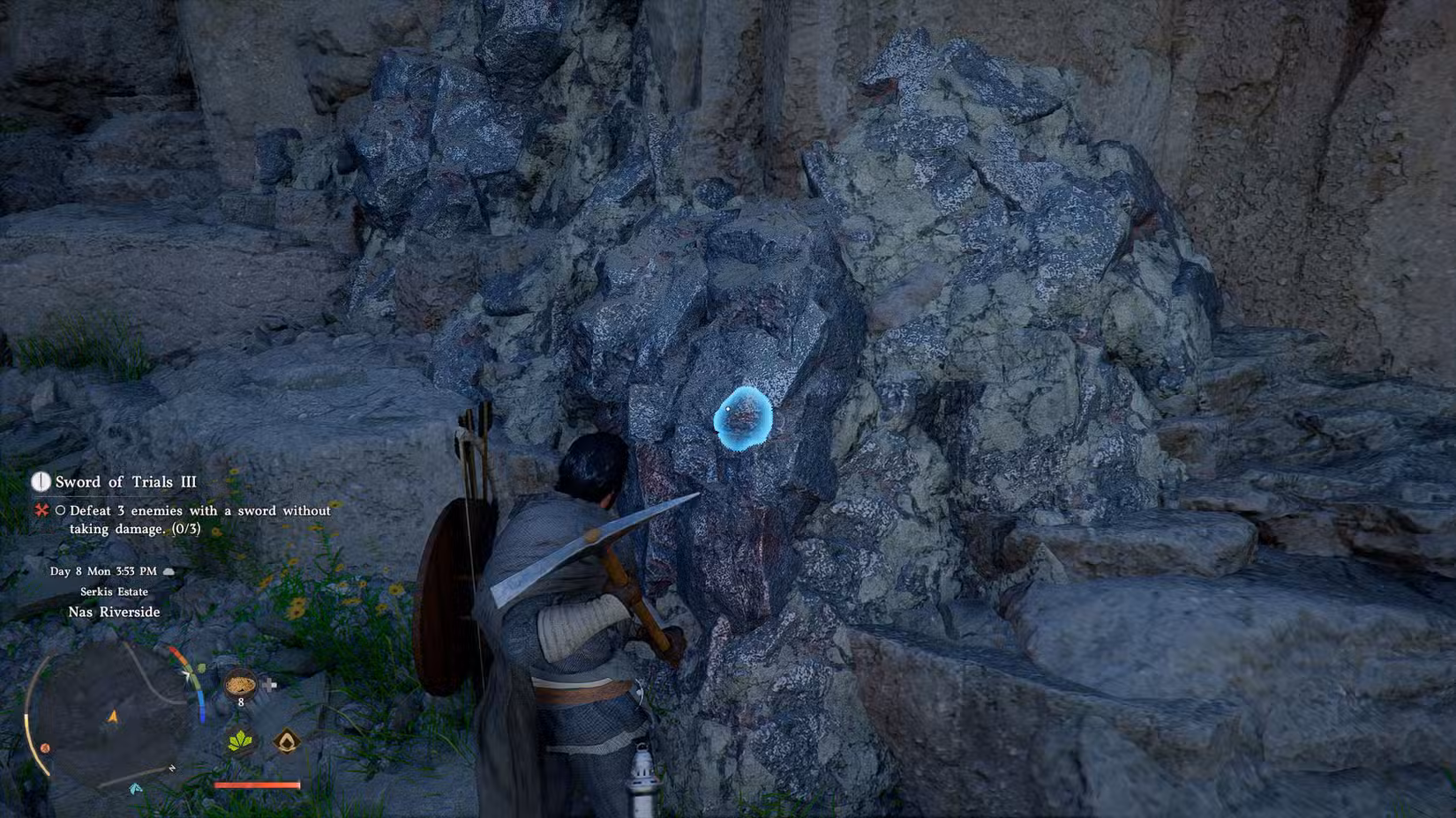 Uma captura de tela do Crimson Desert mostrando um veio de ferro