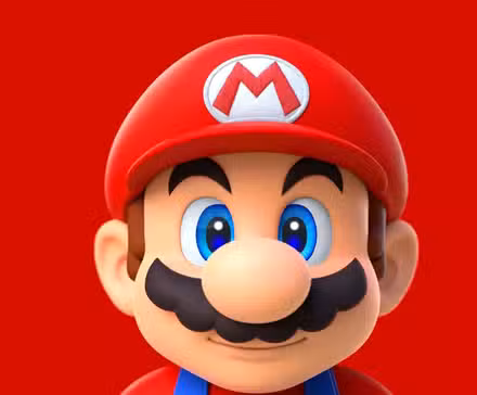 A cabeça do Super Mario em um fundo vermelho