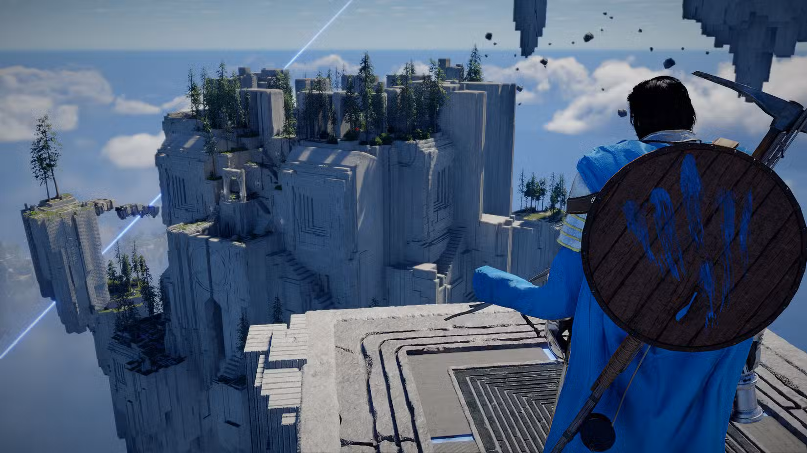 Uma captura de tela do Crimson Desert mostrando Kliff no abismo