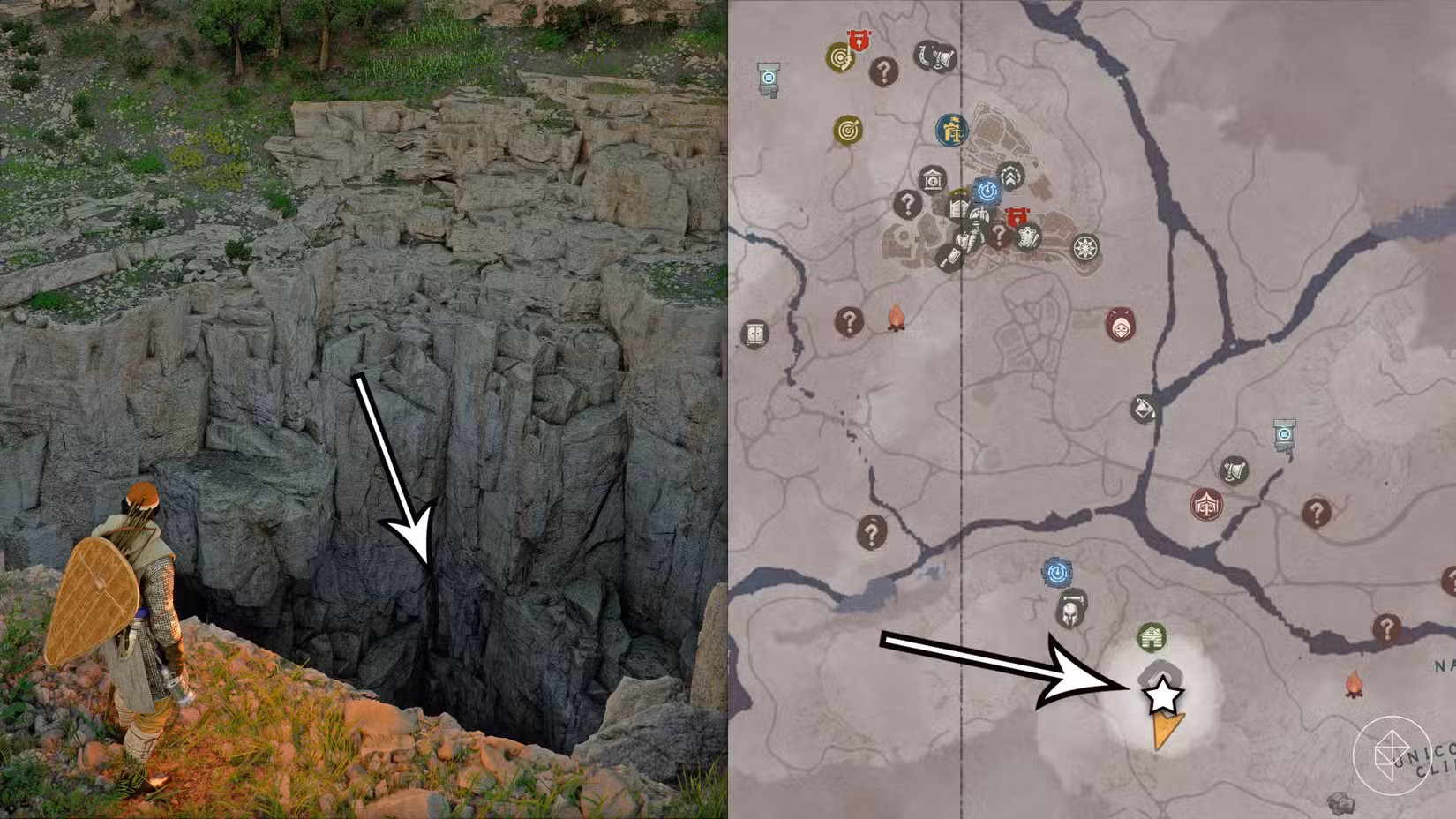 A entrada para o quebra-cabeça das Ruínas da Câmara de Pedra do Dragão no Deserto Carmesim.