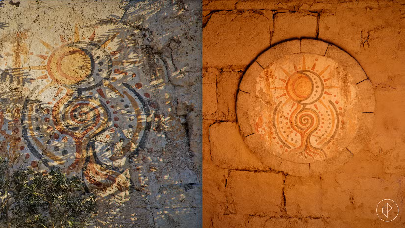 Um dos padrões de quebra-cabeça das Ruínas da Câmara de Pedra do Dragão no Deserto Carmesim.