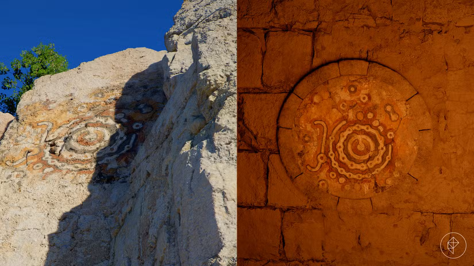 Um dos padrões de quebra-cabeça das Ruínas da Câmara de Pedra do Dragão no Deserto Carmesim.