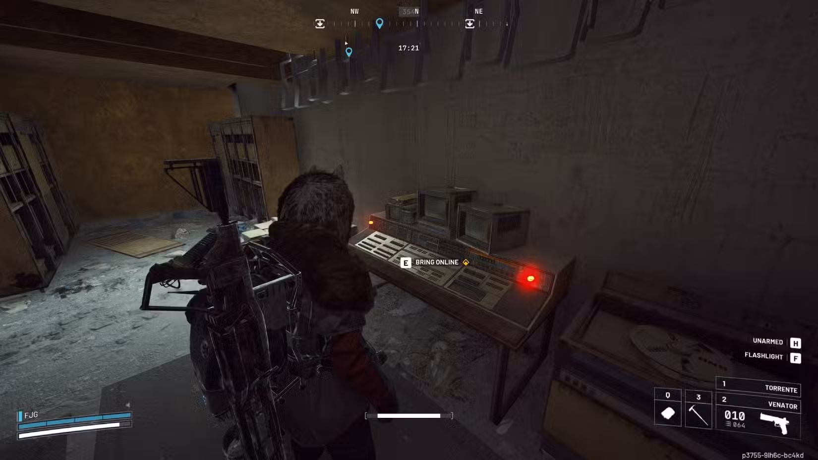 O jogador em Arc Raiders em frente ao objetivo da missão.