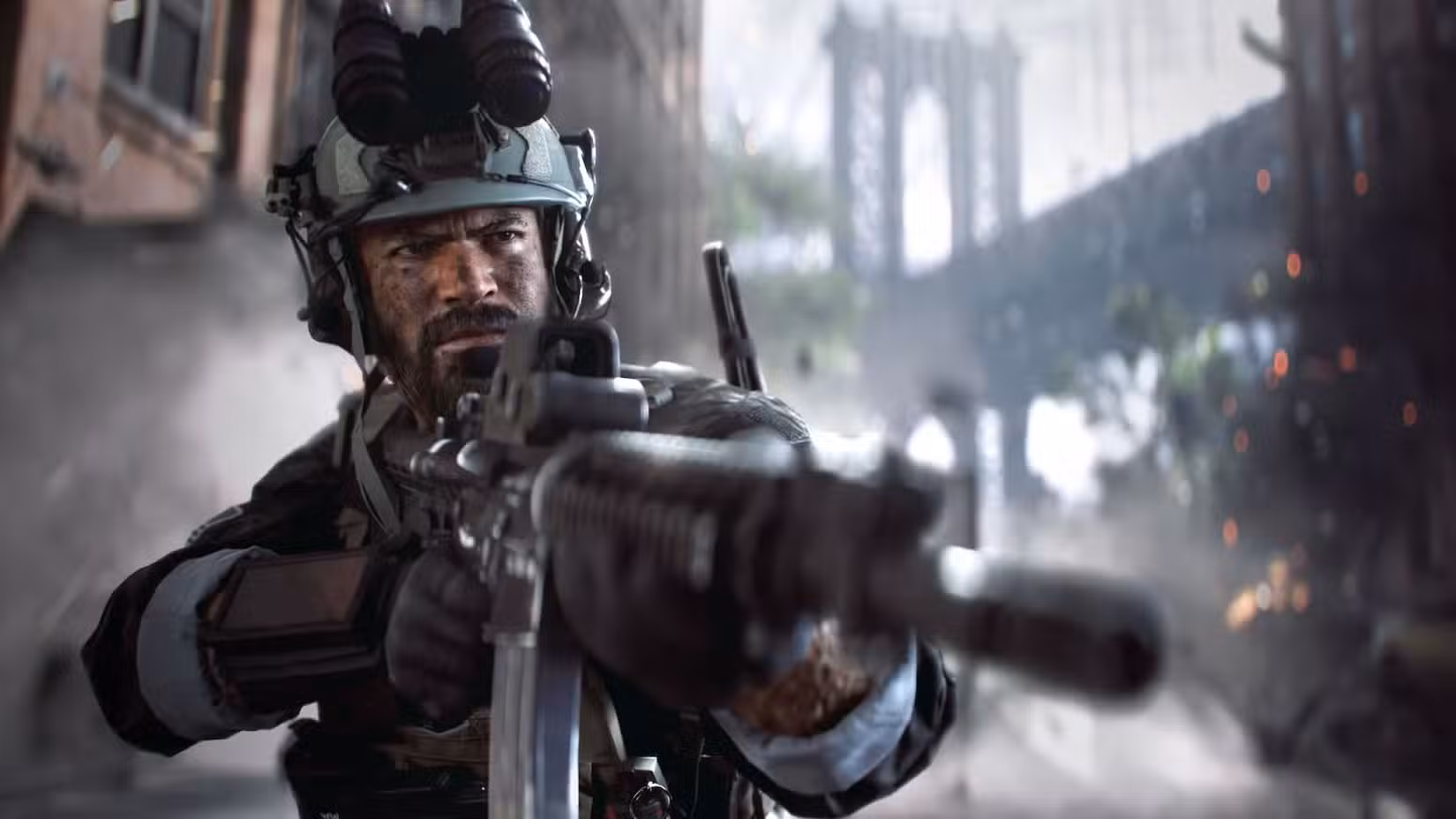 Um homem segura uma arma em Dumbo (Gunbo?) no Battlefield 6
