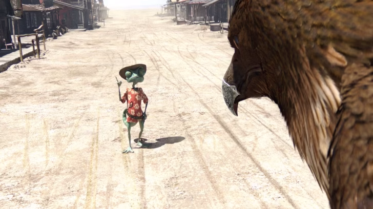 Rango olha para o falcão