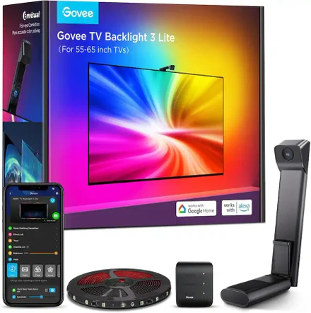 Govee - TV Backlight 3 Lite com função de correção Fish-Eye sincronizada com TVs de 55 a 65 polegadas