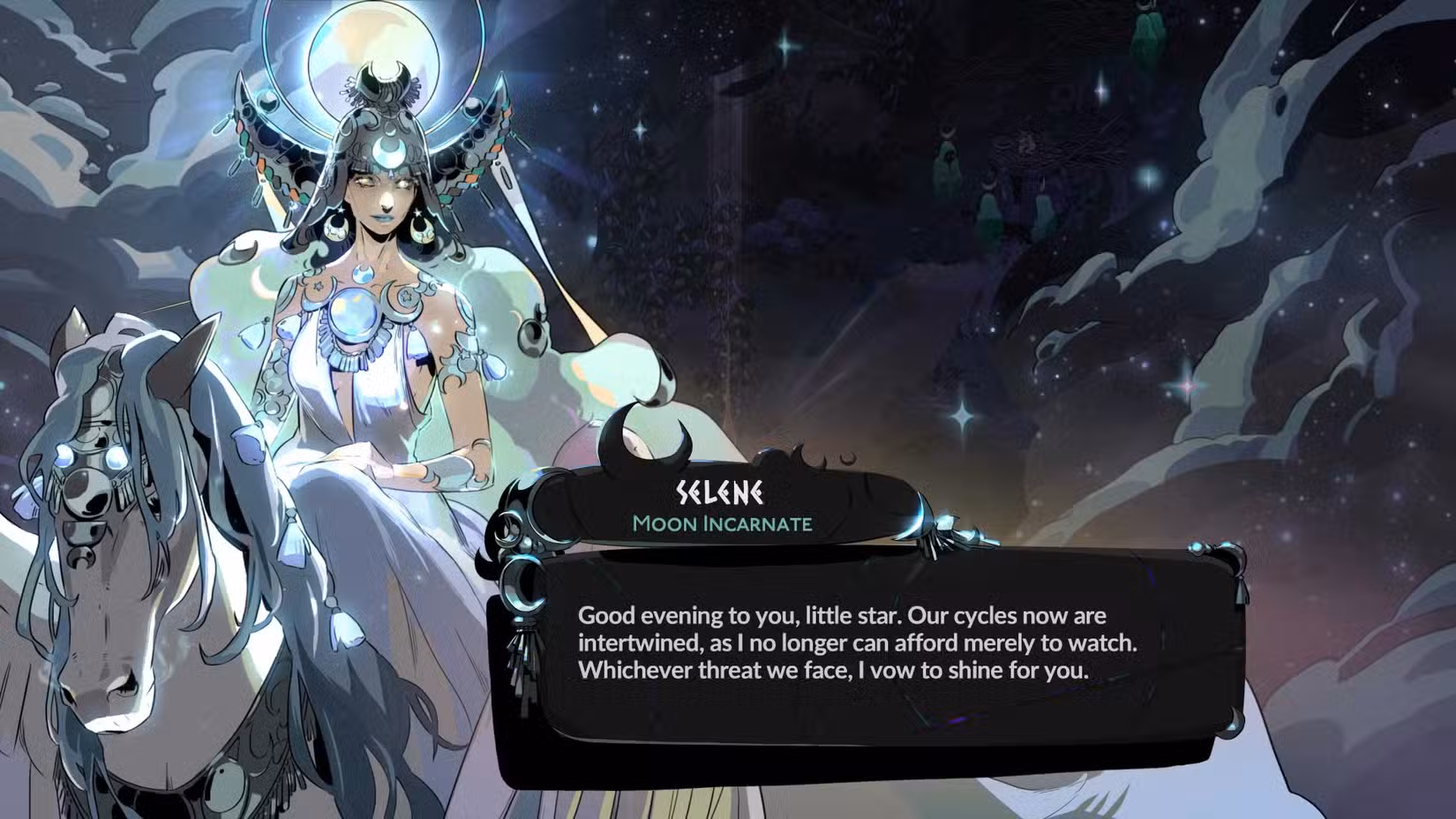 Diálogo de Hades 2 com Moon Incarnate Selene