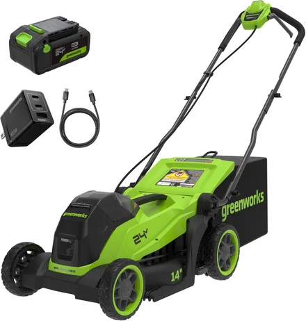 Kit de cortador de grama sem fio sem escova Greenworks 24V 14 ″