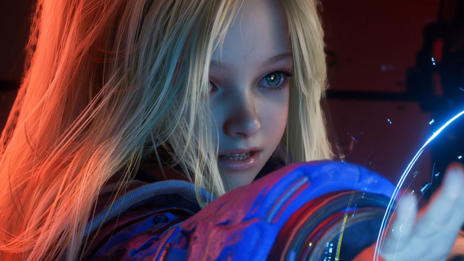 Uma captura de tela do Pragmata mostrando Diana hackeando um bot