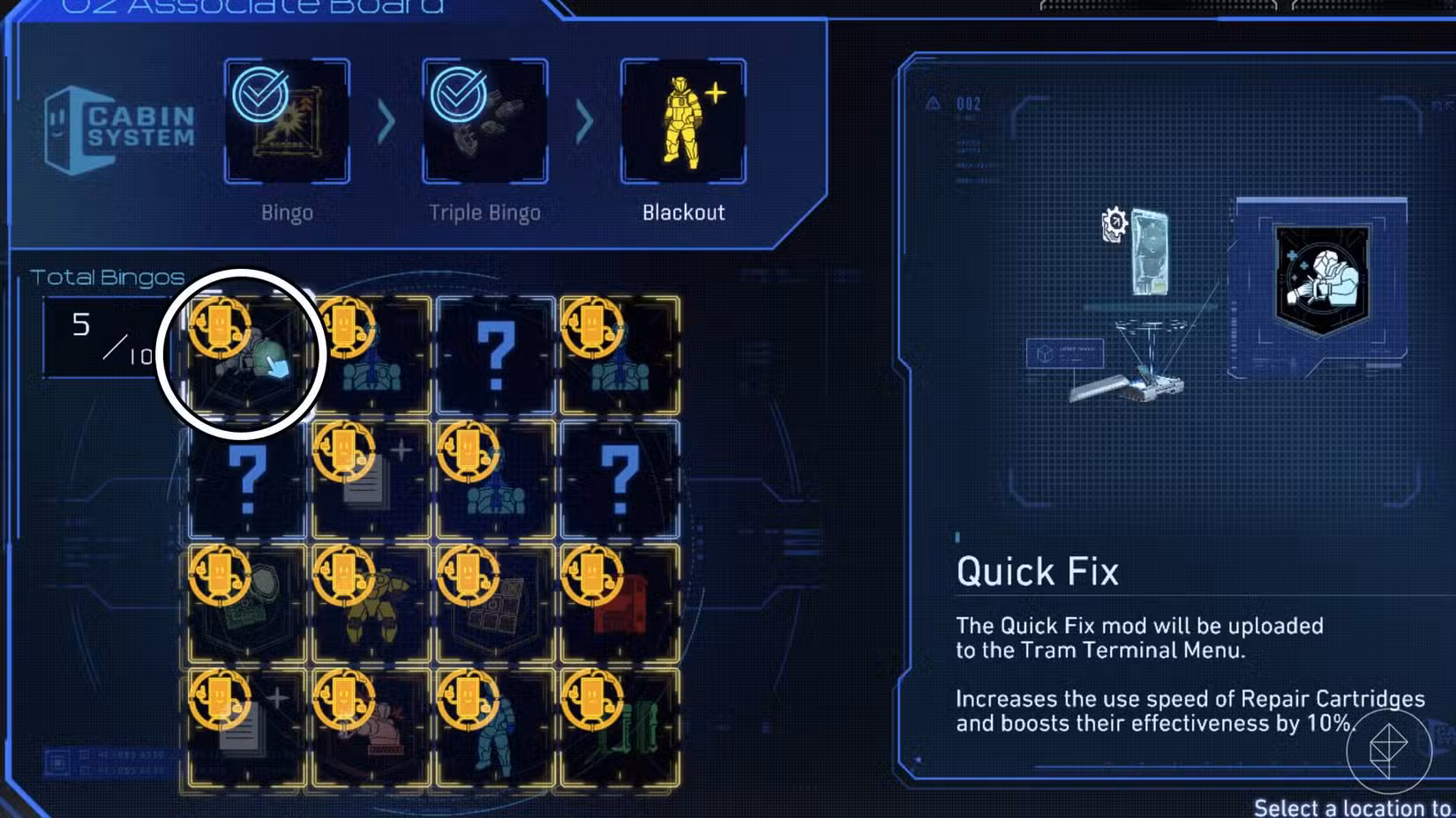 A localização do mod Quick Fix em Pragmata