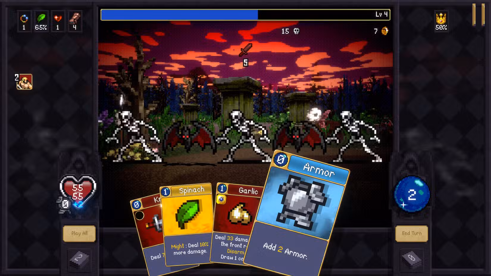 Um jogador só pode fazer dois combos curtos em uma rodada de combate dos Vampire Crawlers.