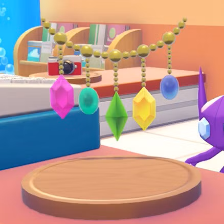 Um colar de joias coloridas em Pokopia
