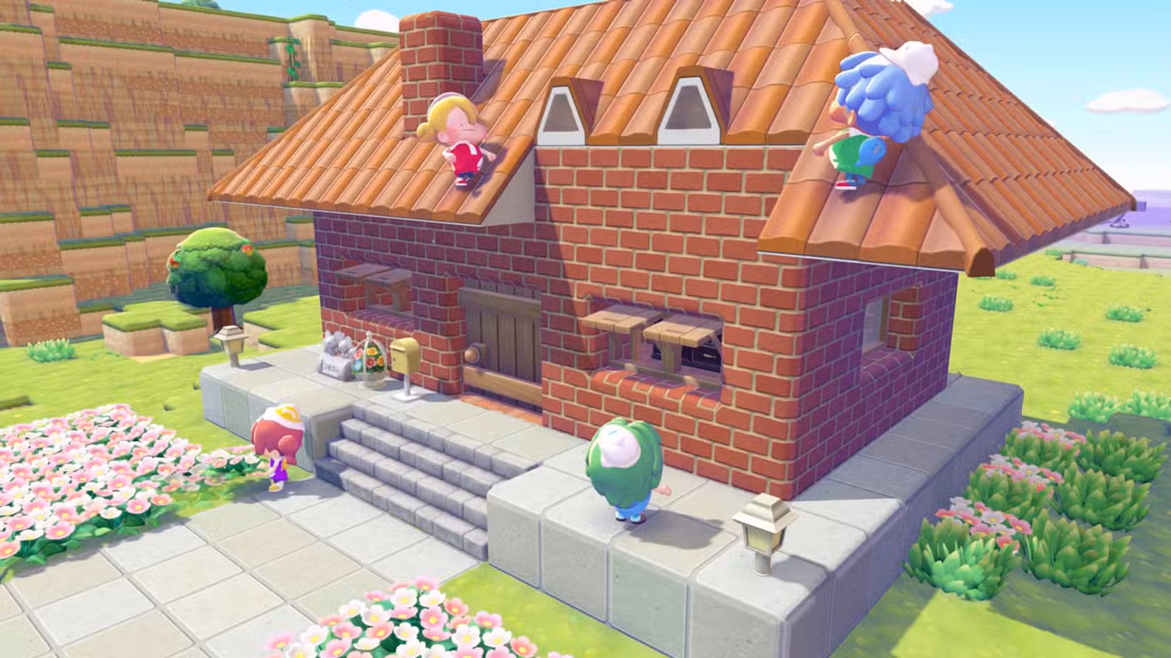 Pokémon construindo uma casa juntos em Pokopia