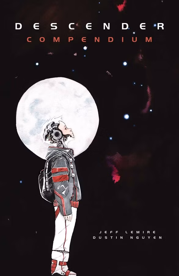 A capa de um livro retratando um jovem garoto com IA olhando para o espaço 