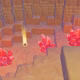 Uma caverna cheia de cristais vermelhos em Pokémon Pokopia