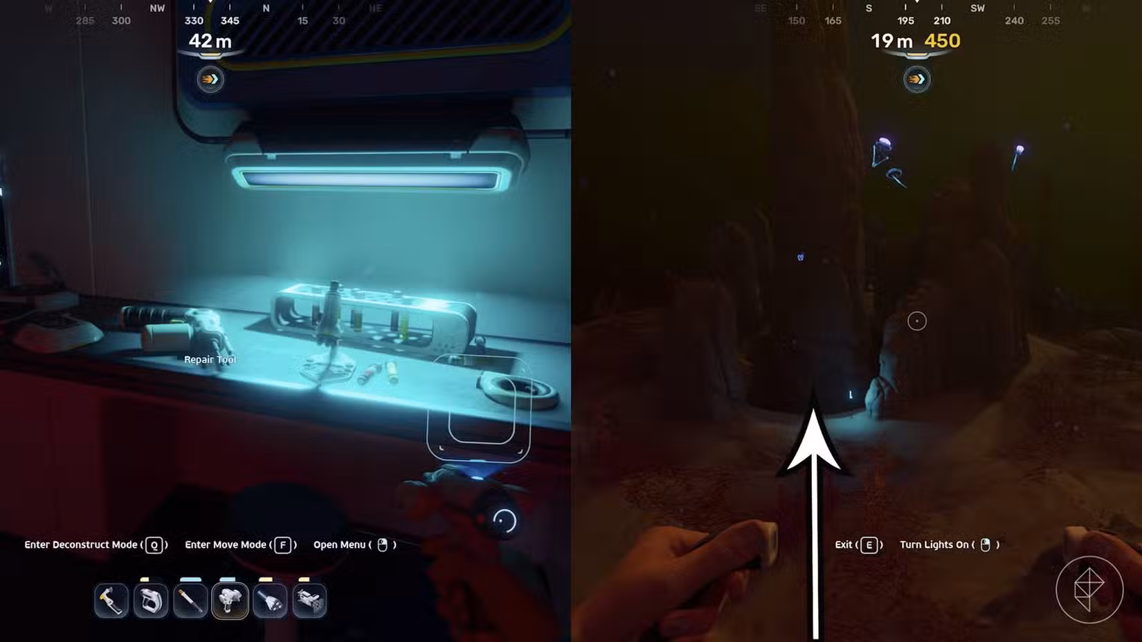 A primeira localização do projeto da ferramenta de reparo em Subnautica 2