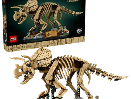 LEGO lança fóssil de Triceratops de Jurassic Park com 1.154 peças e minifigura do veterinário do filme