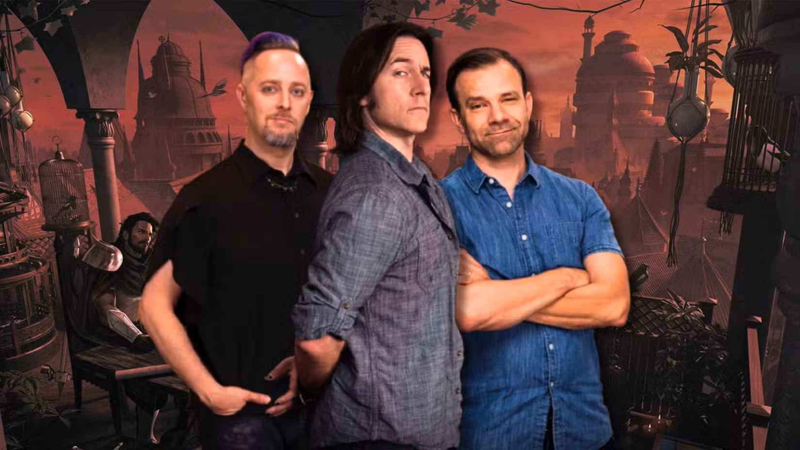 Art from Critical Role. It shows Taliesin Jaffe, Matt Mercer and Liam O