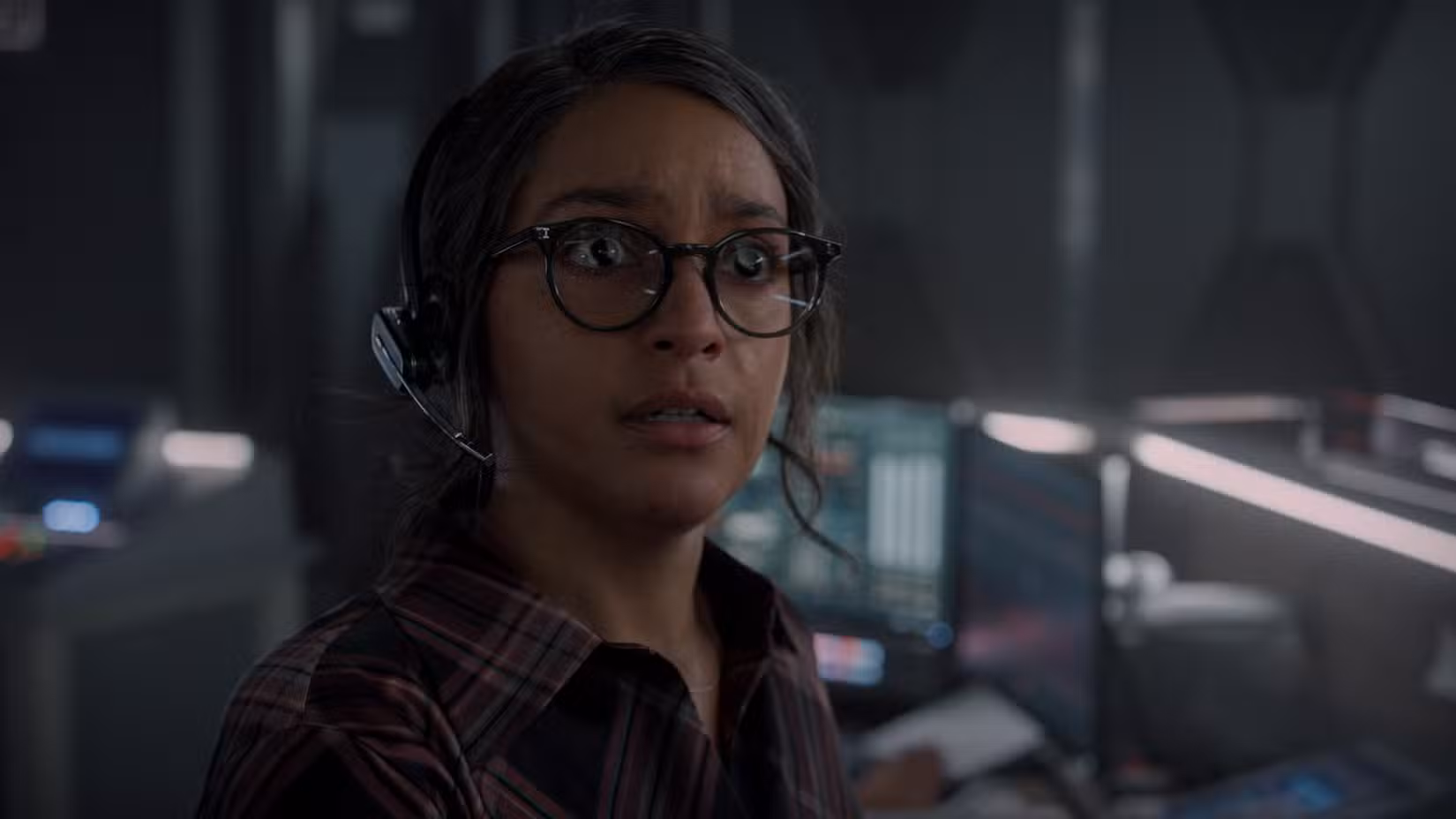 Aleida Rosales (Coral Pena) looks concerned while sitting in a command center in For All Mankind season 5.