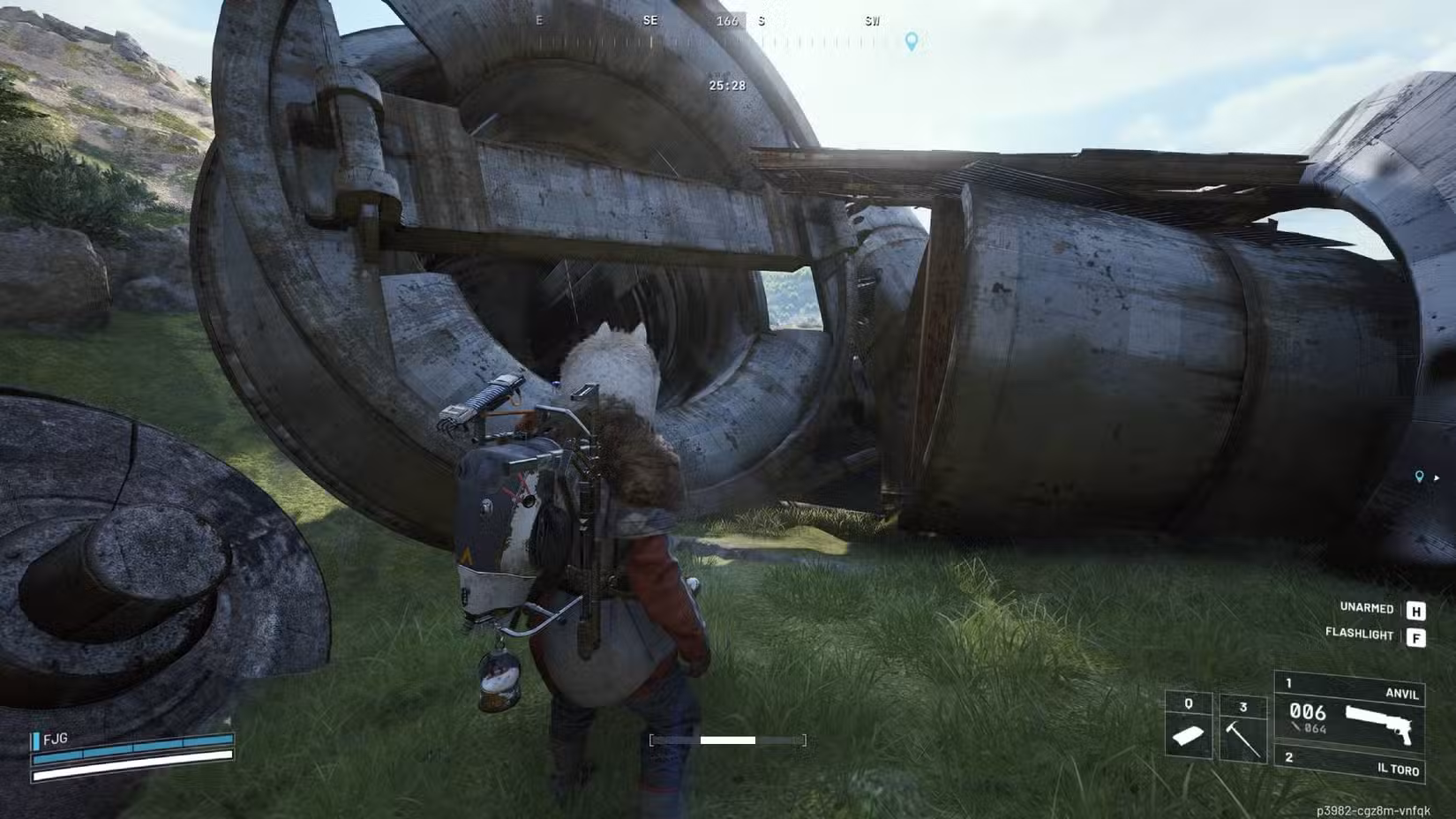 O jogador em Arc Raiders ao lado de um Harvester.