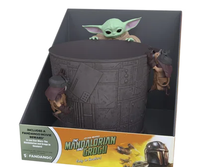 O balde de pipoca Mandalorian e Grogu vem com um ingresso de cinema grátis