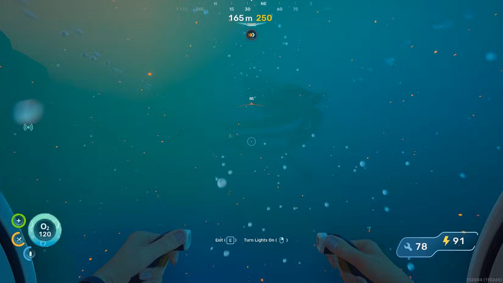 A sombra de uma lula gigante em Subnautica 2