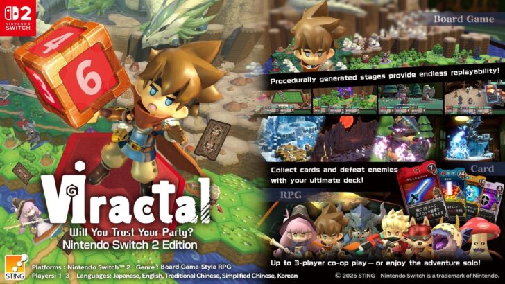Viractal, RPG de tabuleiro com mapas gerados proceduralmente, chega ao Switch 2 e Switch em setembro