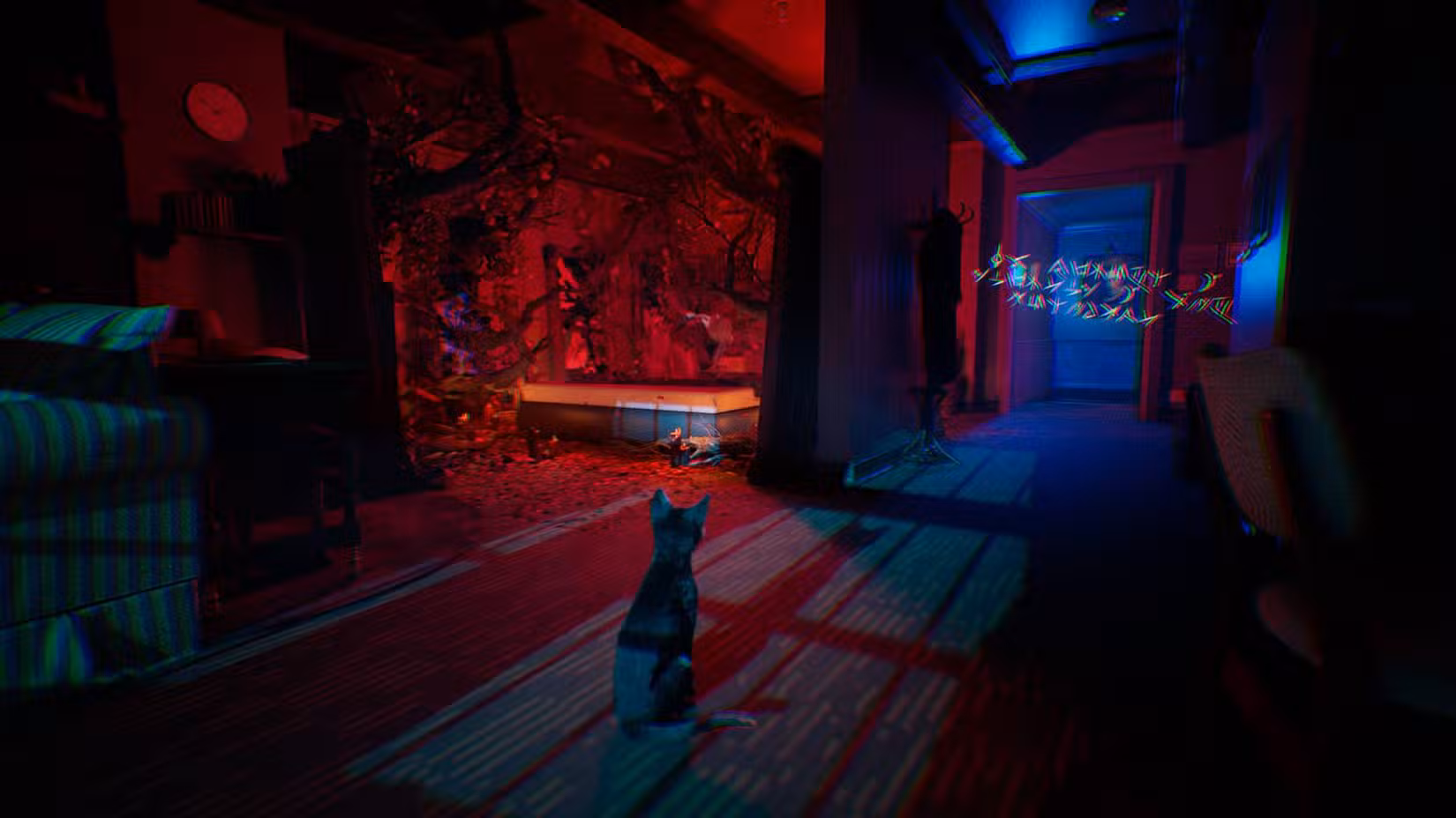 The player as a cat in the hotel room in 1666: Amsterdam.
