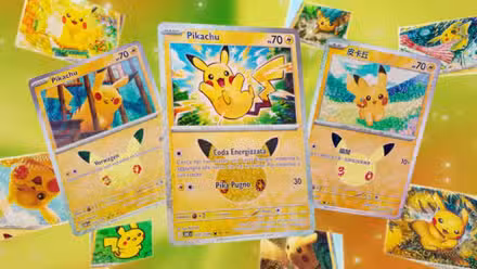 The Pikachu cards in the Pokemon Trading Card Game