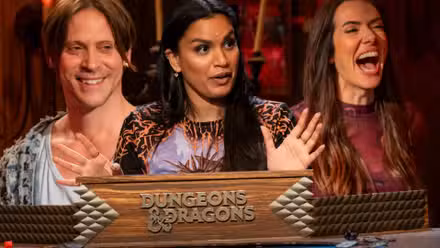A composite image from Dungeon Masters featuring Jasmine Bhullar Devora Wilde Neal Newbon