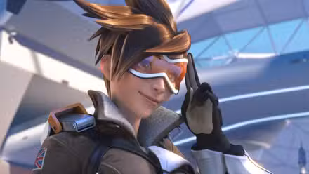 Tracer in the Overwatch reveal cinematic