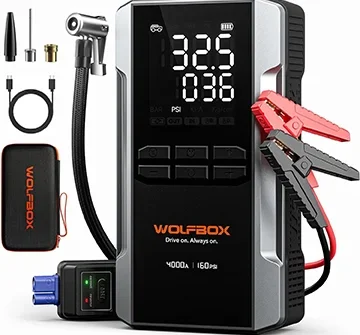 Wolfbox MegaVolt24 Air 4,000A Jump Starter with 160PSI Air Compressor and 24,000mAh Power Bank