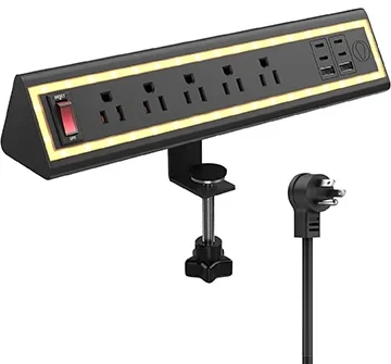 NYYTGE 11-Outlet Desk Clamp Power Strip with Nightlight