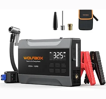 Wolfbox 2000A Cordless Jump Starter and Air Compressor (Tire Inflator)