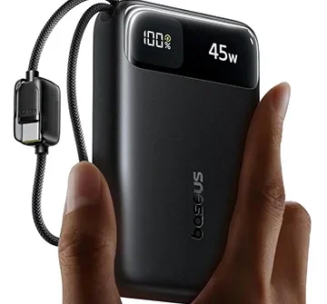 Baseus 20,000mAh 45W Power Bank With Two Built-In USB-C Cables
