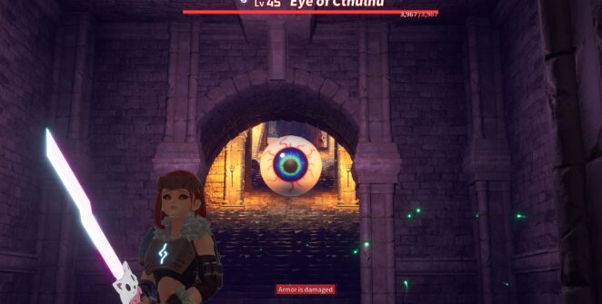 The Eye of Cthulhu boss in Palworld, part of the Sealed Realm of Terraria Dungeon.