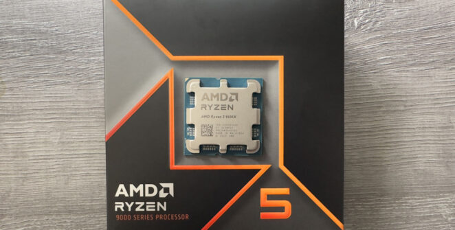 A photo of the retail packaging box for an AMD Ryzen 5 9600X processor