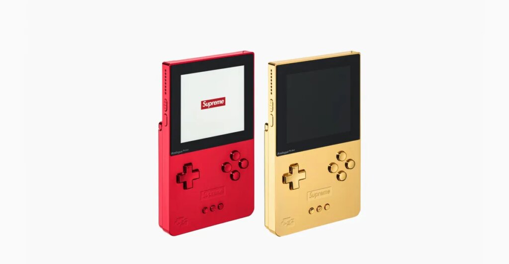 Supreme e Analogue lançam versões metálicas do Pocket em vermelho e dourado