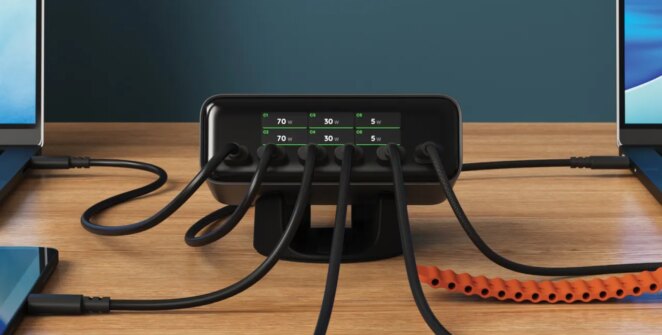 Carregador de mesa com seis portas USB-C e tela chega ao mercado com 240W de potência