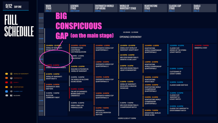 BlizzCon 2026 day 1 schedule