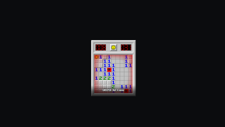 Triple-A Minesweeper zomba dos vícios dos blockbusters: campo minado com seta amarela e personagem que fala demais
